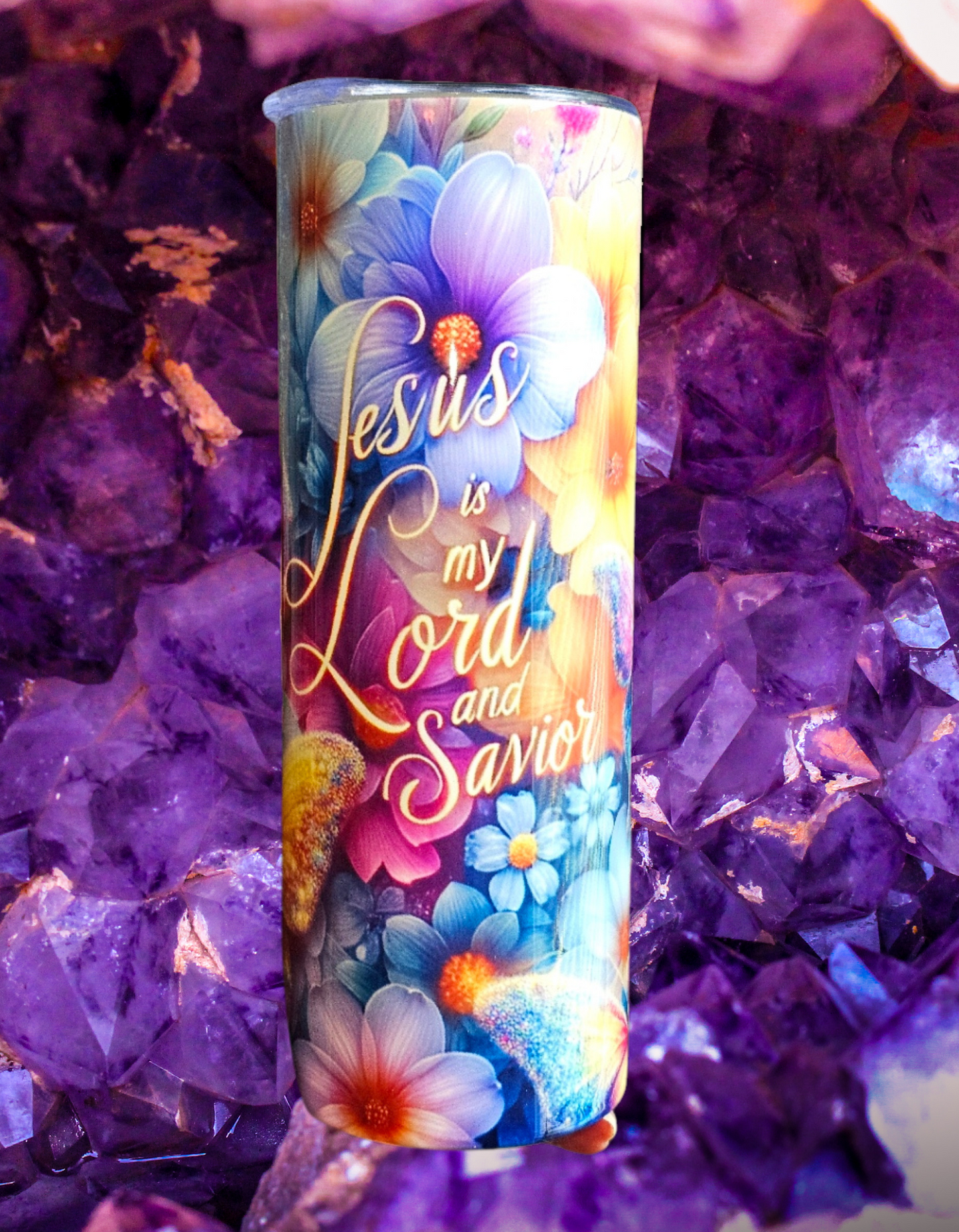 Jesus Is My Lord and Savior Flower 20 oz Skinny Tumbler