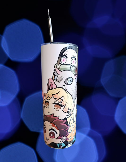 Chibi Demon Slayer Friends 20 oz Skinny Tumbler